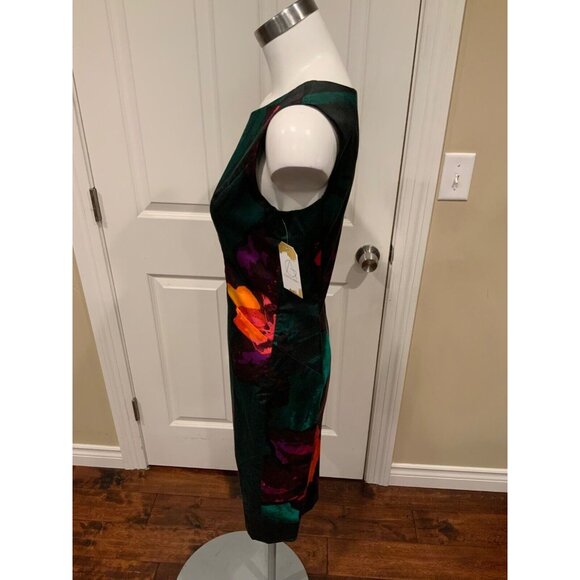 Milly Dark Multicolor Floral Sleeveless Dress, Size 4 - Picture 5 of 9